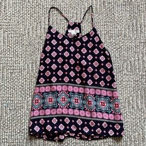 A’GACI Navy Blue Pink White Flowy Tank Top Small S